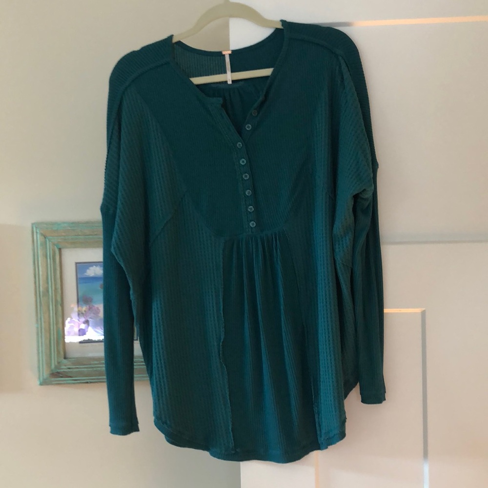 Free people - size small - Leo Henley tee - turquoise
